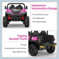 thumbnail image 5 of Sakiyr 24V Ride On Dump Truck for Kids, 2-Seater Electric Car with Remote, 4WD, Dump Bed, Shovel, Music & Lights, Pink, 5 of 6