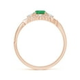 thumbnail image 2 of ANGARA Natural Aeon Emerald & Diamond Floral Halo Three Stone Engagement Ring in 14K Rose Gold for Women (Size-5mm) | May Birthstone, Anniversary, Jewelry Gift for Women | Natural Emerald Ring, 2 of 9
