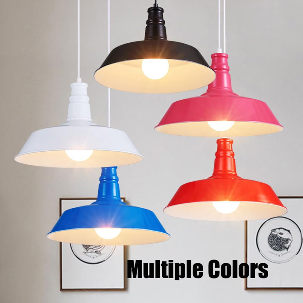 Vintage Indusrial Style Metal Light Fixture for Kitchen Island, Colorful Retro Iron Pendant Lighting for Dining Room, Simple American Farmhouse Hanging Lamp, Rustic Ceiling Chandelier
