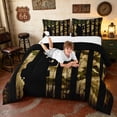 thumbnail image 3 of Manfei Camouflage US Flag Full Size Comforter Sets, Hunting Mallard Duck Bedding Comforter Set, Green Brown Black, Black Reversible 3pcs, 1 Comforter and 2 Pillowcases, 3 of 6