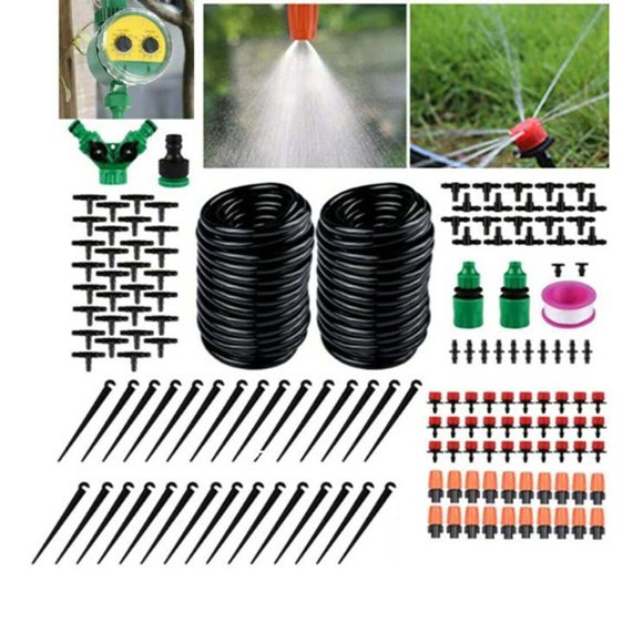 Aodebiao Drip Irrigation System Kit with Timer Automatic Garden Watering Kit for Flower Beds Plants Adjustable Drip Sprinkler System Save Water Outdoor