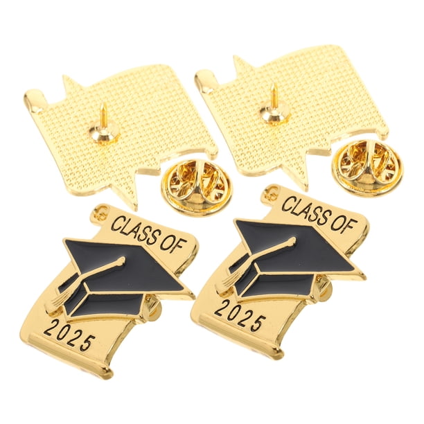 Moluckfu 4Ud Pins Decorativos De Graduación Clase 2025 Gorro Metalizado Para Y Sombreros