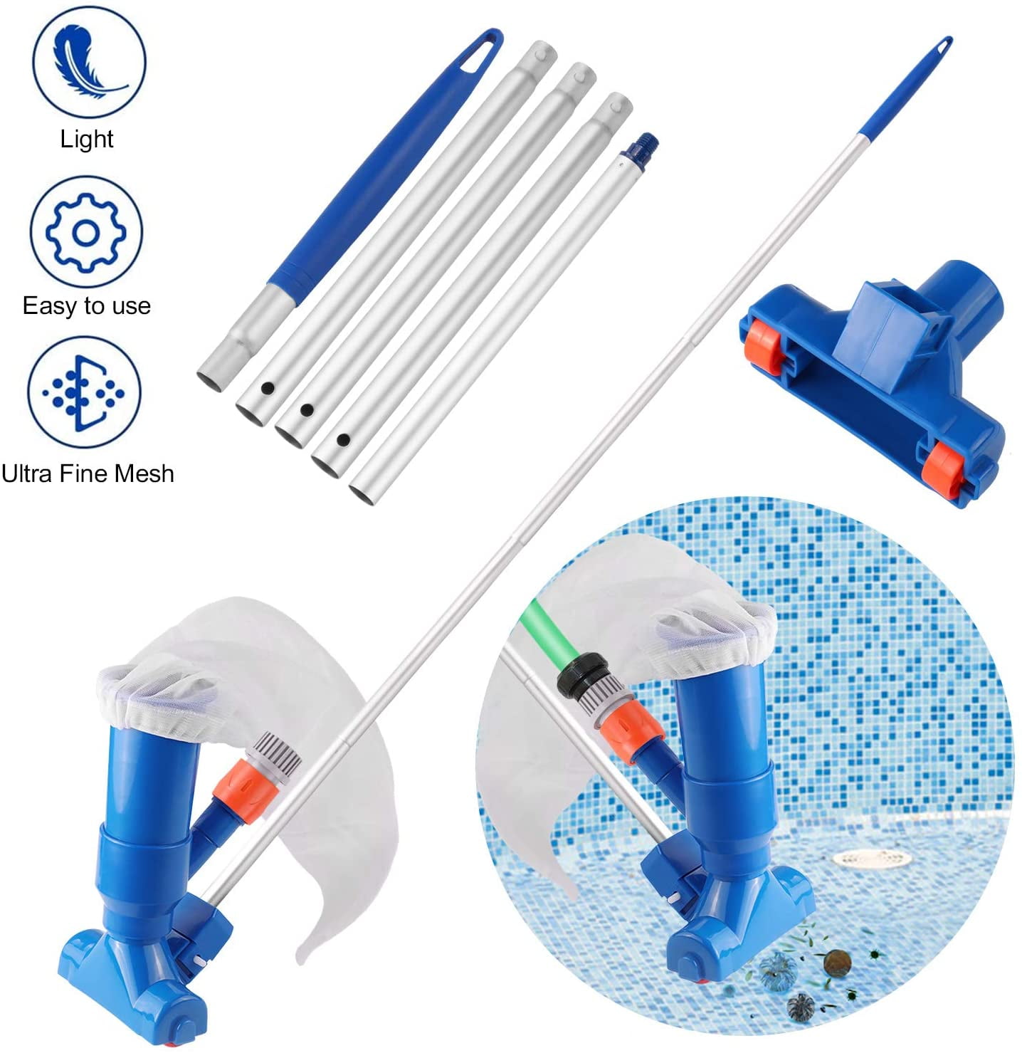 Pool Vacuum Head Pool Vacuum Cleaner Kit, Mini Portable Vacuum Jet