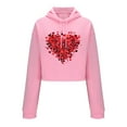 thumbnail image 4 of Mifsaly Valentine Crop Hoodie Women Hearts Print Long Sleeve Hooded Sweatshirt Loose Dressy Casual Pullover Tops Girls Girlfriend Gifts Shirts Outdoor Travel Spring Loungewear S, 4 of 7