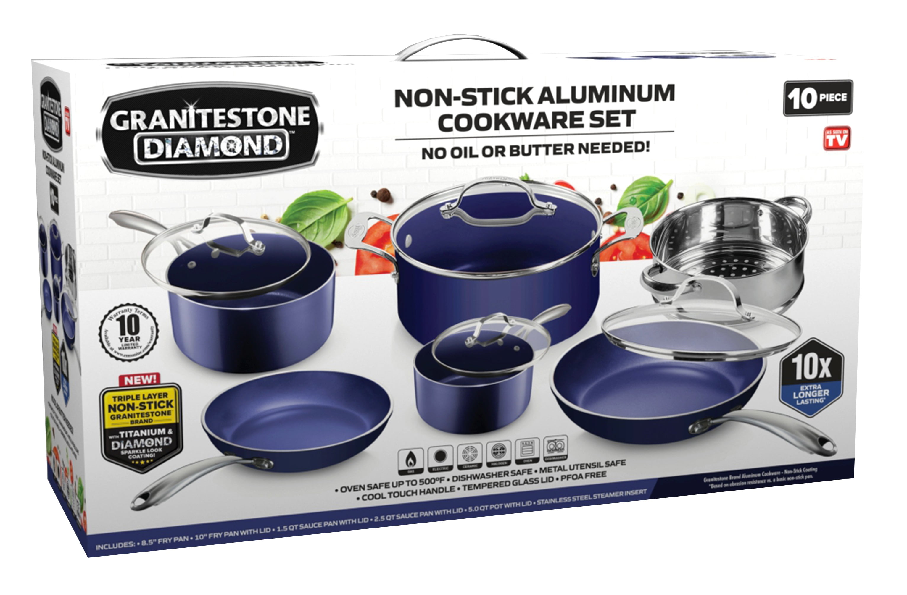 Granitestone Pro Premiere 10-Piece Hard Anodized Nonstick Cookware Set -  20774193