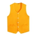 thumbnail image 1 of Hansber Womens Mens Button Irregular Hem Vest Adult Waiter Bartender Work Uniform Unisex Volunteer Yellow XL, 1 of 5