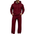 thumbnail image 2 of Two Piece Lounge Sets for Men Fall Winter Tracksuit Long Sleeve Hoodie Drawstring Jogger Pants Matching Sets Vacation Travel Outfits, 2 of 9