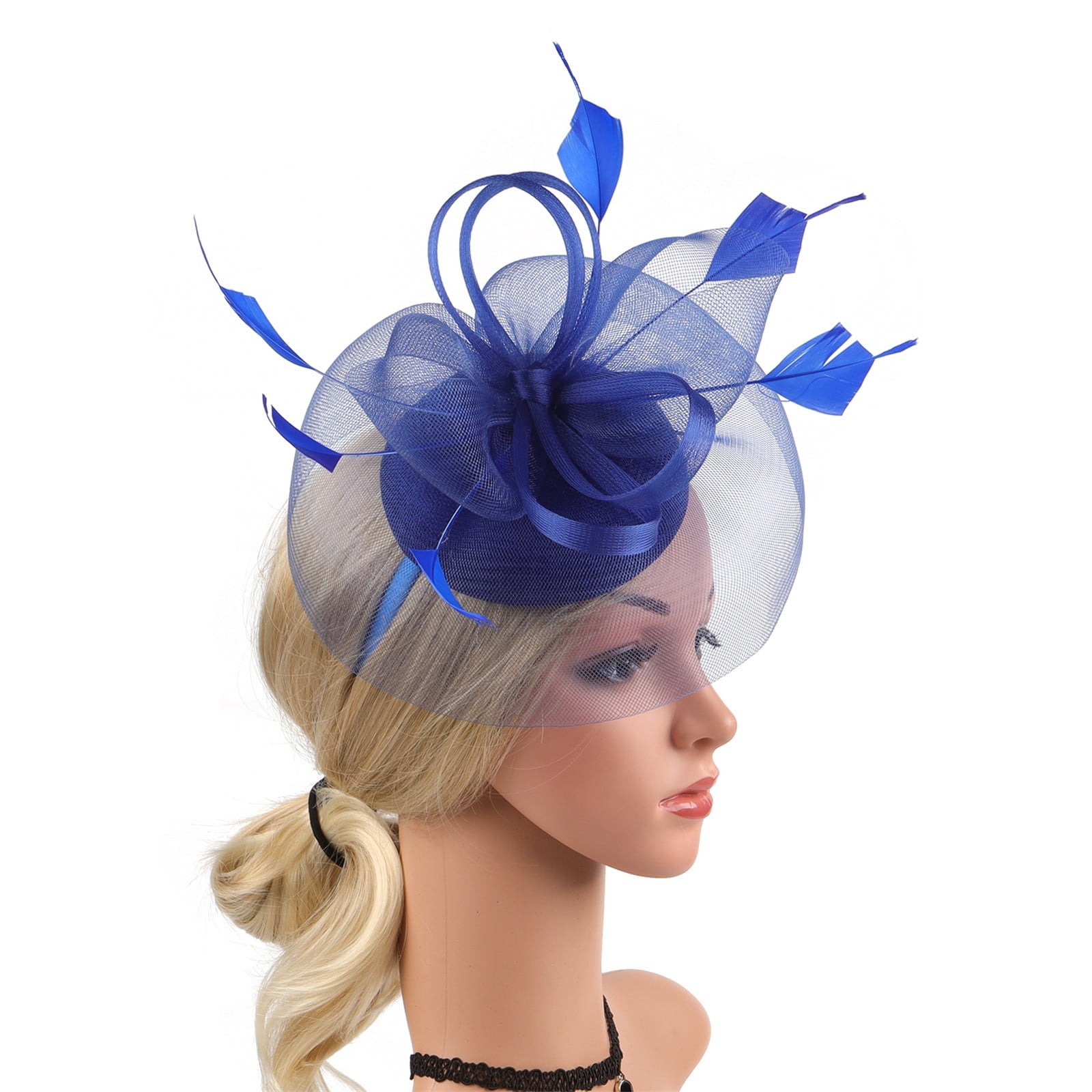 4627 Mesh Sinamay Fascinators For Women Girls Tea Party Fancy Feather Black Sinamay and Feather Wedding Fascinator main image 3