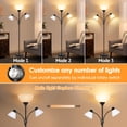 thumbnail image 2 of Lámpara de pie Coucrek, 183 cm, regulable, 3 luces, color negro, 2 of 8