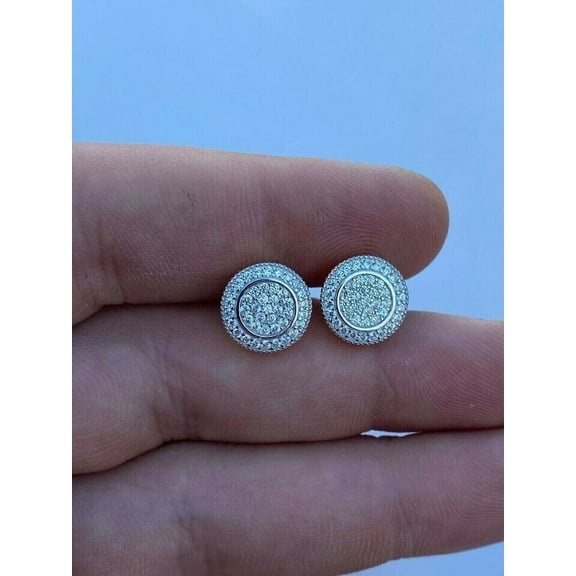 3TCW Round Cut Lab Created Diamond Cluster Stud Earrings 14K Yellow Gold Plated