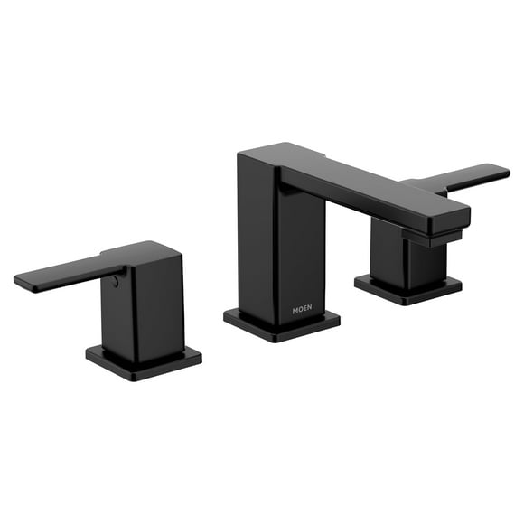 Moen 90 Degree Matte Black Two-Handle Widespread Modern Bathroom Faucet, Valve Required, TS6721BL