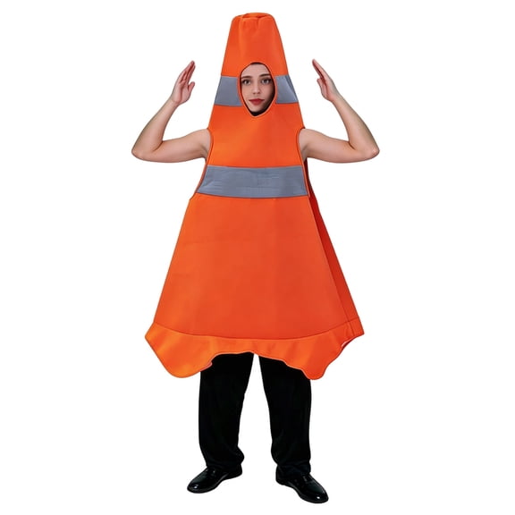 DHFJKG Traffic Cone Dress Up Onesie For Adults Women Men Halloween Performance Party Dress Up Wear Holiday One-Pieces