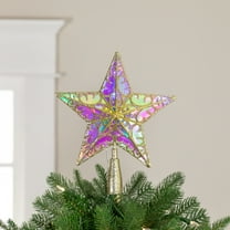 Northlight LED Lighted Iridescent Glittered Star Christmas Tree Topper - 11" - Gold - Multicolor