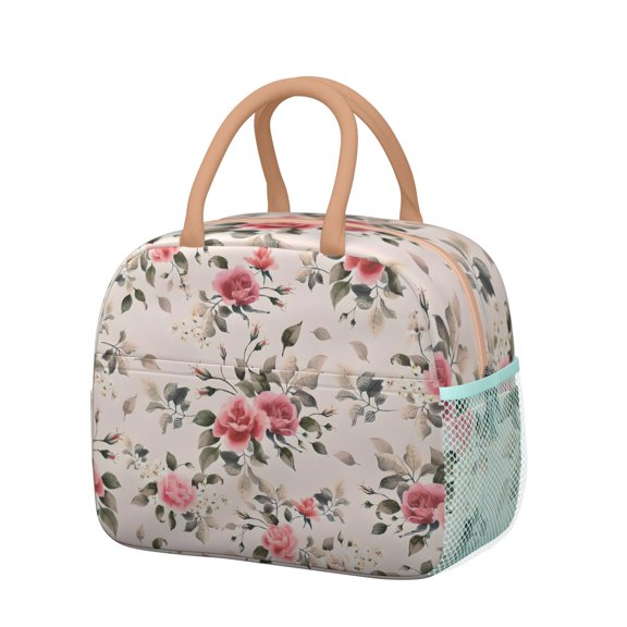 Womens Pioneer Flower Floral Print Pattern Lunch Box for Work,Insulated Lunch Bag for Women,Loncheras Para Mujer,Leakproof Adult Lunch Bag for Work,Beach,Travel,Picnic,Camping