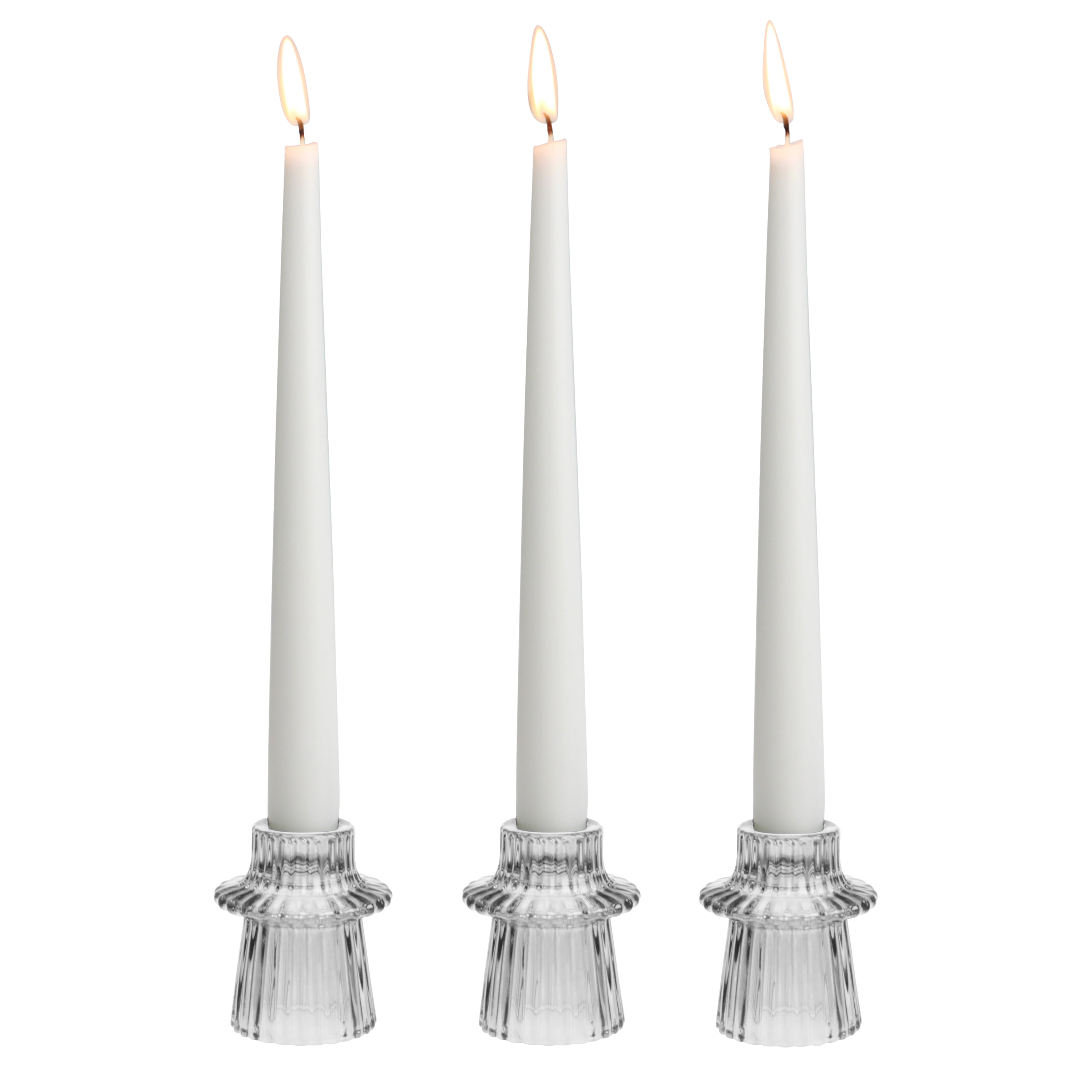 (2 pack) Mainstays Decorative Clear Glass Ribbed Taper Tealight Candleholder, Set of 3, 3"