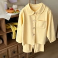 thumbnail image 4 of BLVB Girls Pajamas Set Long Sleeve Button-Down Sleepwear Nightwear Soft Pjs Set Loungewear Kids Clothes Sets(Yellow,1-2Years), 4 of 5