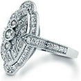 thumbnail image 2 of Art Deco Ring Milgrain Ring Trilogy Bezel Set Ring 14K White Gold Over 2.9 Ct Diamond, 2 of 2