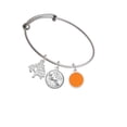 thumbnail image 2 of Delight Jewelry Silvertone Small Orange Enamel Disc Silvertone Let Things Go Tree Charm Bangle Bracelet, 2 of 4