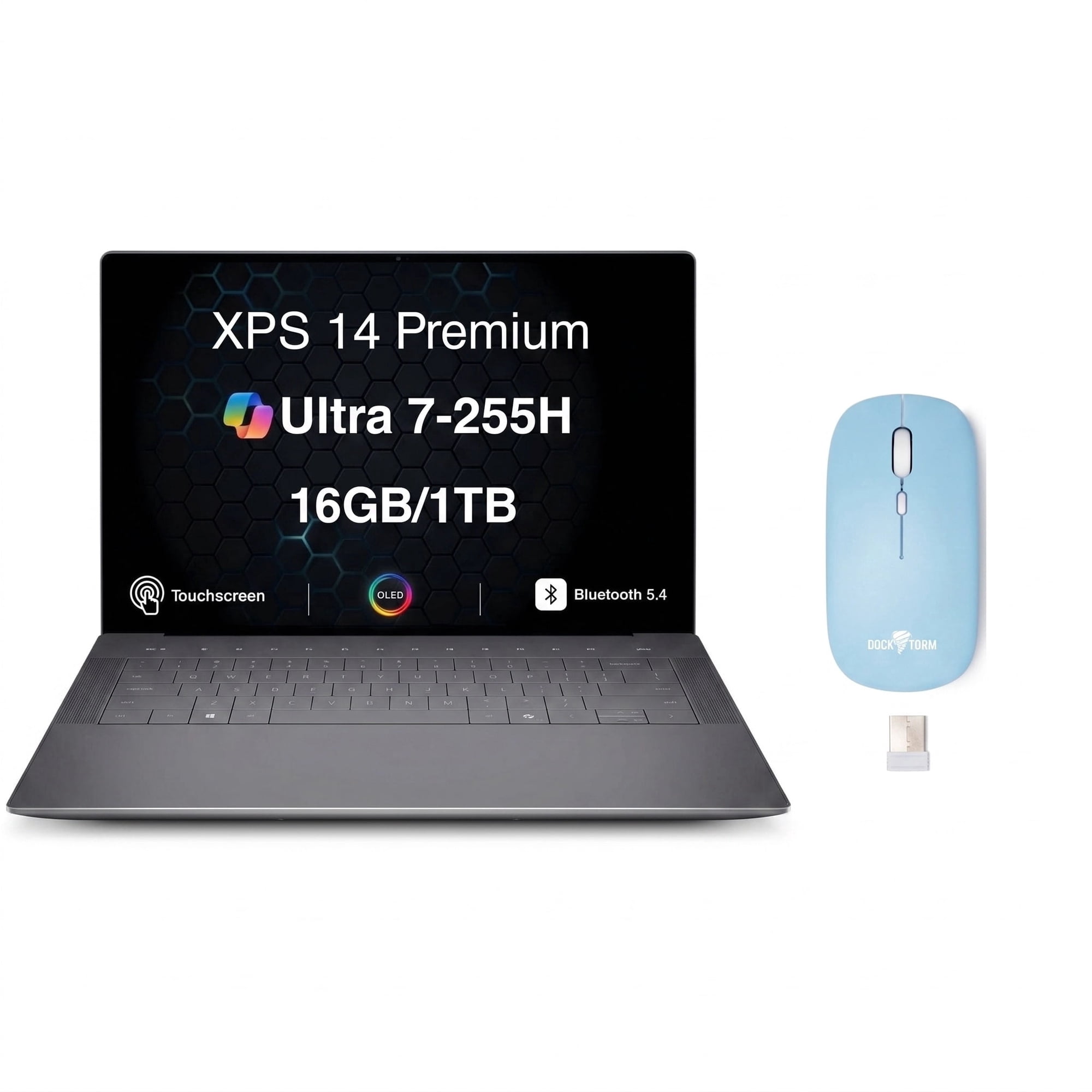 Dell XPS 14 DA14250 3.2K OLED Touch Laptop, Ultra 7 255H, 16GB, 1TB SSD, Win 11 Home w/DKZ Wireless Mouse