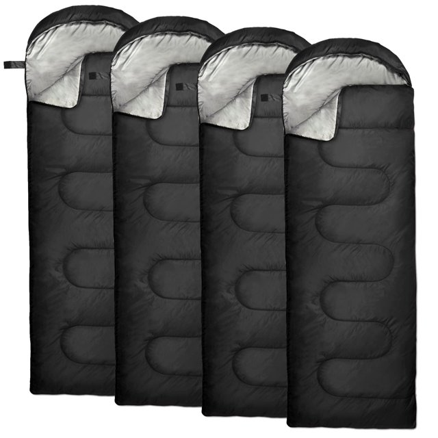 10 Pack Bulk Wholesale of Cold Weather Hooded Sleeping Bags for Adults, Kids, Homeless, Camping, Indoors, Outdoors - 10 Count Hooded Sleeping Bags in Black - 71"L x 30"W