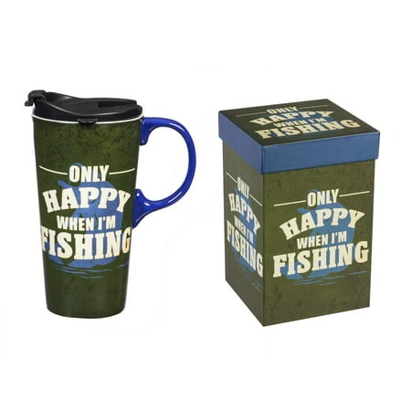 

Happy When I m Fishing 17 OZ Ceramic Travel Cup - 4 x 5 x 7 Inches
