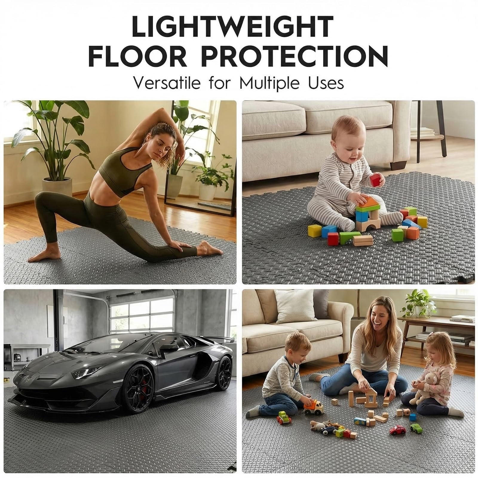 18 Tiles Puzzle Exercise Mat, EVA Interlocking Foam Floor Tiles, Non-Slip, Protective, Water-Resistant Flooring for Home Gym & Workout Equipment, 12.6" x 12.6" x 0.4", 18 Sq Ft