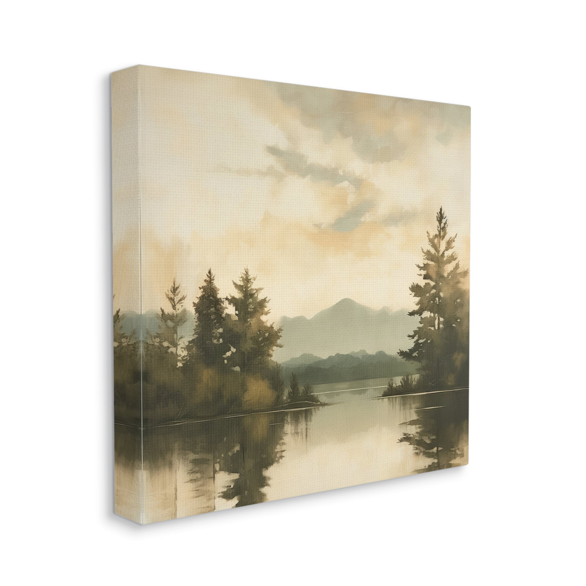 Stupell Industries Soft Beige Mountain Scenery Landscape Painting Gallery Wrapped Canvas Art Print Wall Art, 36 x 36