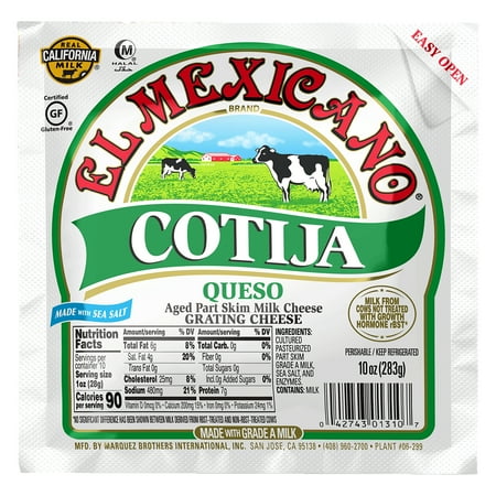 El Mexicano Cotija Queso Anejo, Aged Grating Cheese, 10 oz Refrigerated