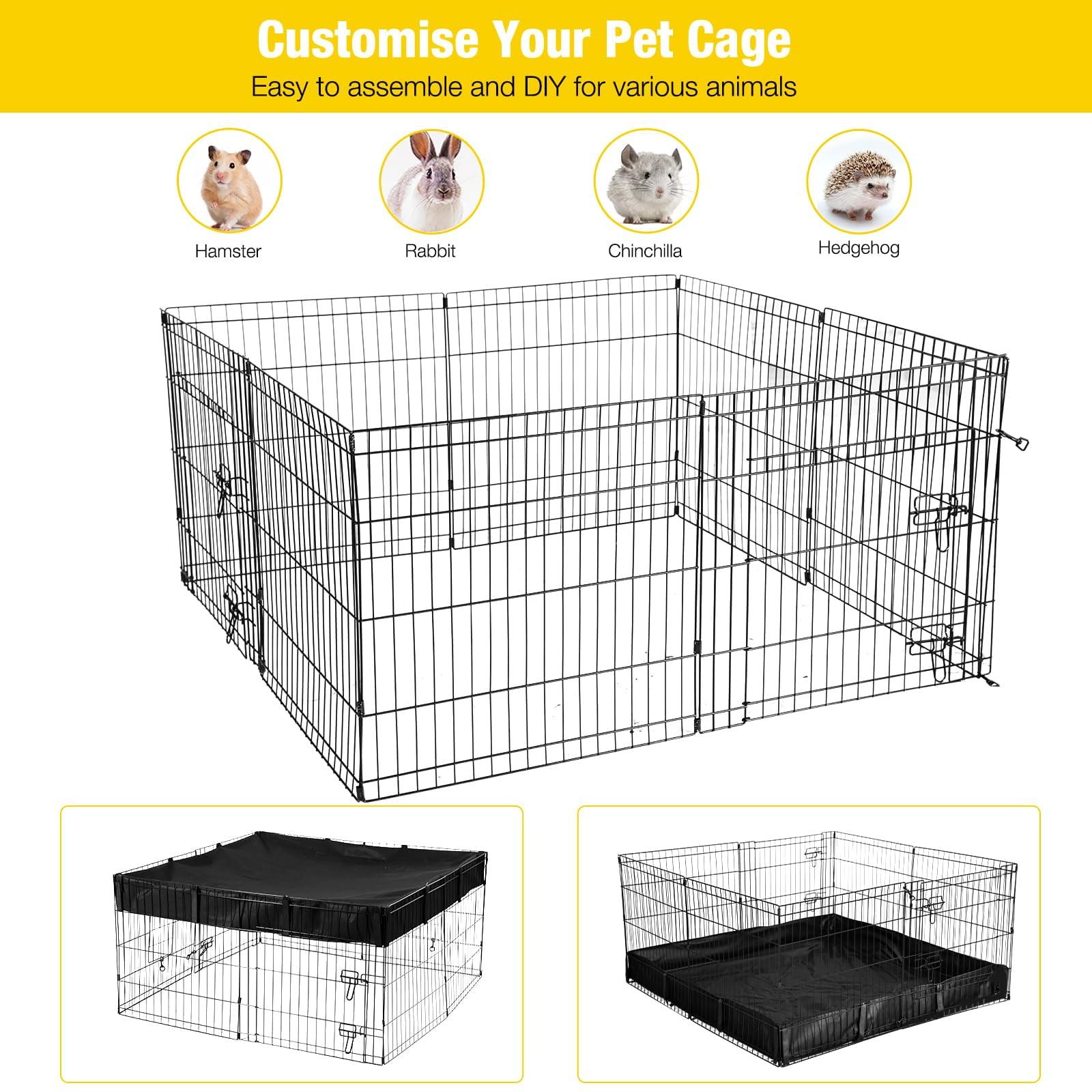 Aivituvin Pet Playpen Rabbit Playpen Indoor Small Animal Rabbit Run Extension Guinea Pig Cage with Waterproof Floor Liner