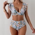 thumbnail image 5 of Minjewel Women High Waist Ruffled 2 PC Bikini Swimsuit Fashion Beach Bathing Suit, Yellow XL, 5 of 6