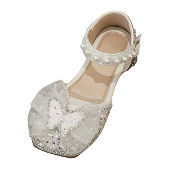 Otqutp Toddler Dress Footwear Girls Dress Shoes Cute Bow Shoes Ballerina with Satin Ankle Tie for Wedding Birthday Party