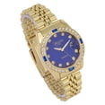 thumbnail image 2 of Women's Diamond & Gem Pave Fashion Rolly Timepiece - Colorful Dial w/Date and w/Matching Baguette Bling on Watch Trim - Look Like Da Bomb, When You Dance, Aye! - ST10415 Gold Royal Blue, 2 of 3