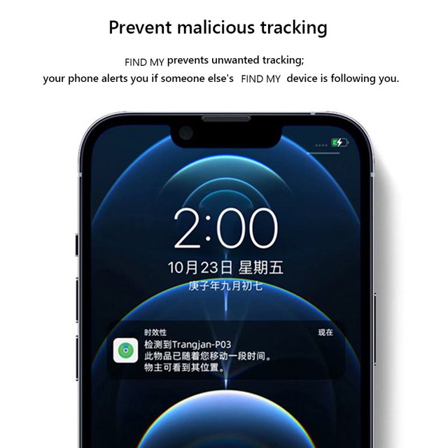 Rastreador inalámbrico inteligente GPS que funciona con Apple Find My Anti Lost Reminder negro