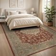 thumbnail image 3 of ODIKA 8'x10' Washable Area Rug Vintage Inspired Medallion With Floral Scroll And Border Boho Flowing Dynamic for Dining Room, Large Office, Lounge, Non-Slip Chair-Friendly Mat, 3 of 7