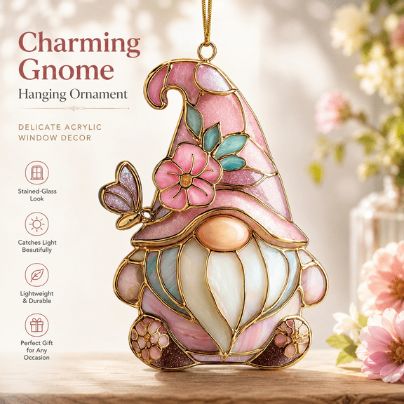 2D Acrylic Christmas Gnome Ornament Collection - Cute Festive Hanging Decor for Christmas Tree, Home, Holiday Parties, Lightweight Ornaments to Add Whimsy to Celebrations, E