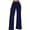 Navy, variant on Women's Casual High Waisted Flare Leggings Hollow Out Belted Wide Leg Pants, Light Blue M