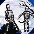 thumbnail image 2 of FYEGRE Full Body Skeleton Jumpsuit Halloween Outfit Scary Bone Bodysuit For Adults And Kids Party Fancy Dress Black 2-3 Years, 2 of 7
