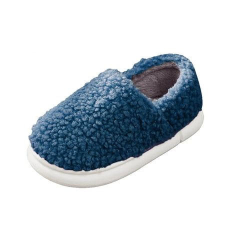

Puawkoer Mens Couples Cotton Slippers Autumn Winter Home Warm Shoes Plus Velvet Thick Bottom Cotton Slippers