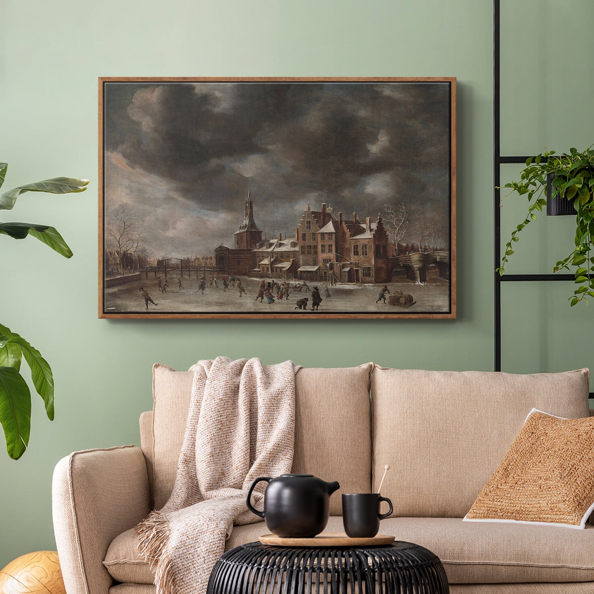 Vintage Landscape-CCCLXXXVIII By Wexford Home Framed in Walnut Wood Gallery Wrapped Canvas 25 in. x 37 in.