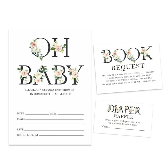 Inkdotpot Set Of 30 Oh Baby Gender Neutral Baby Shower Invitations-Diaper Raffle Tickets And Baby Shower Book Request Cards Invites Its A Boy Its A Girl