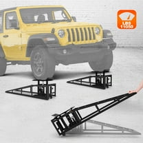 Vertlley 2Pcs Movable Car Ramps with Wheels 5t/11050 lb, Heavy-Duty Steel Vehicle Ramps, Portable Car Lift , Built-in Hydraulic Jack, Black