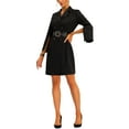 thumbnail image 4 of INSPIRE CHIC Women's Work Dresses Business Slit Sleeve Belted Double Breasted Blazer Dress XS Black, 4 of 6