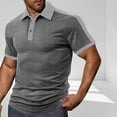 thumbnail image 2 of ZCFZJW Men's Casual Active Shirts 2025 Striped Color Block Printed Summer Short Sleeve Fashion Shirt Classic Slim Fit Golf Tennis Tops Dark Gray M, 2 of 6