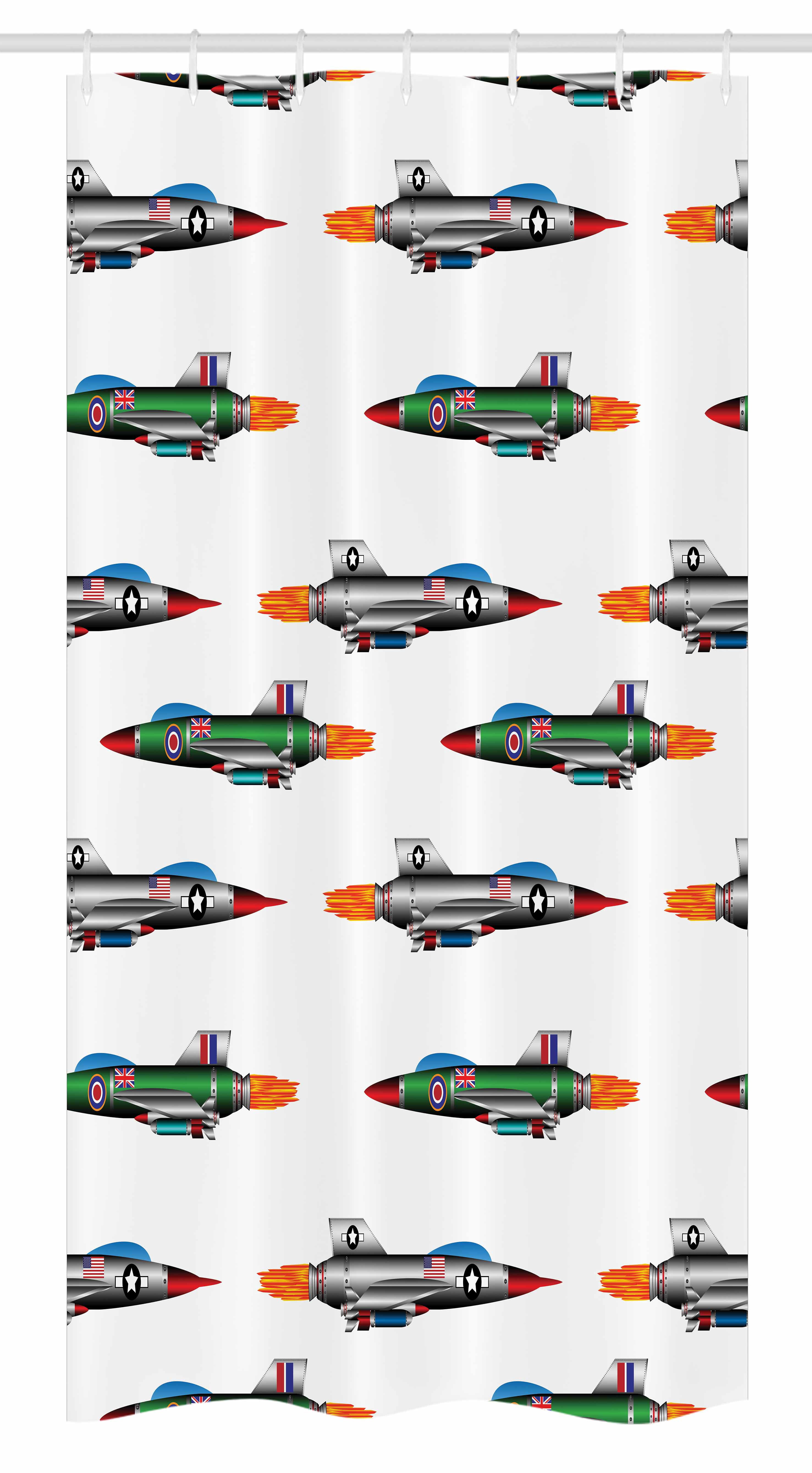 Airplane Pattern Print Bathroom Shower Curtain