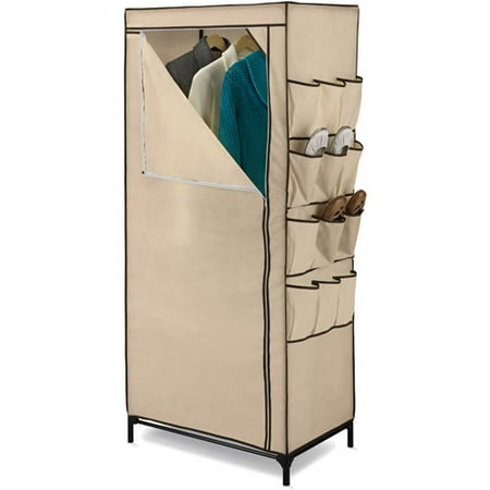 Honey Can Do 27" Storage Closet with Shoe Organizer, Khaki/Brown ...