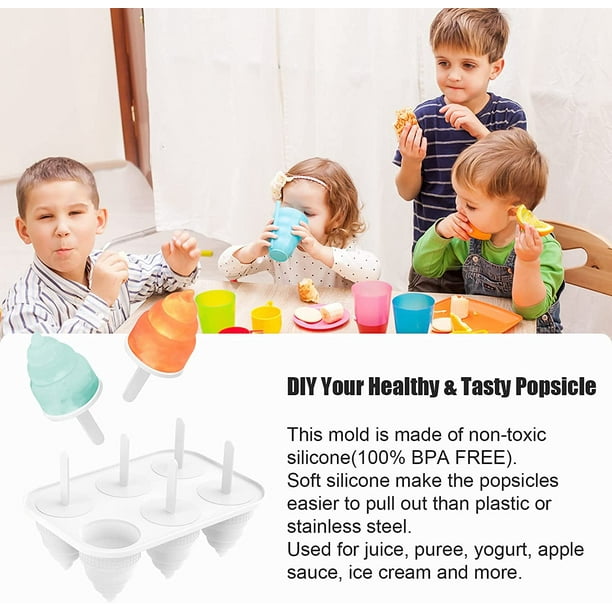 AIMTYD Moules à Popsicle pour Enfants, Mini Moules à Glace en Silicone, 2  Pcs Bleu Moule à Popsicle en Silicone sans BPA Facile à Libérer Fait Maison  Plateaux de Congélation d'Alimentation pour