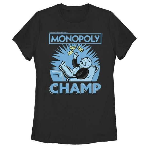 Women's Monopoly Uncle Pennybags Champ Graphic Tee Black 2X Large