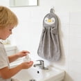 thumbnail image 4 of Grey Hand Towel Little Duck And Penguin Design Thickened Highly Absorbent Lint Free With Hanging Loop 37X25Cm 14.6X9.8In, 4 of 7
