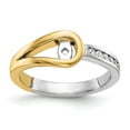 thumbnail image 4 of Solid 14k Yellow and White Gold Two Tone Peg Set Engagement Ring with CZ Cubic Zirconia Size 7, 4 of 7