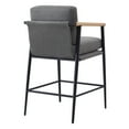 thumbnail image 3 of CHITA Modern Counter Stools Set of 2, Upholstered Bar Stools with Metal Frame and Wooden Armrests, Fabric in Gray, 3 of 11